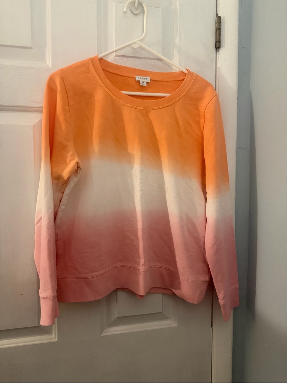 J.Crew Ombré Dip Dye Sweatshirt Orange Pink White Size M Cotton
